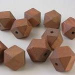 10 Chocolate Brown Faceted Wood Cube Beads (wb48)