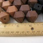 10 Chocolate Brown Faceted Wood Cube Beads (wb48)